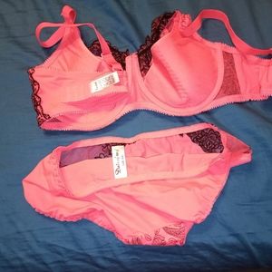 Pink and Black Lace Bra and Panty set